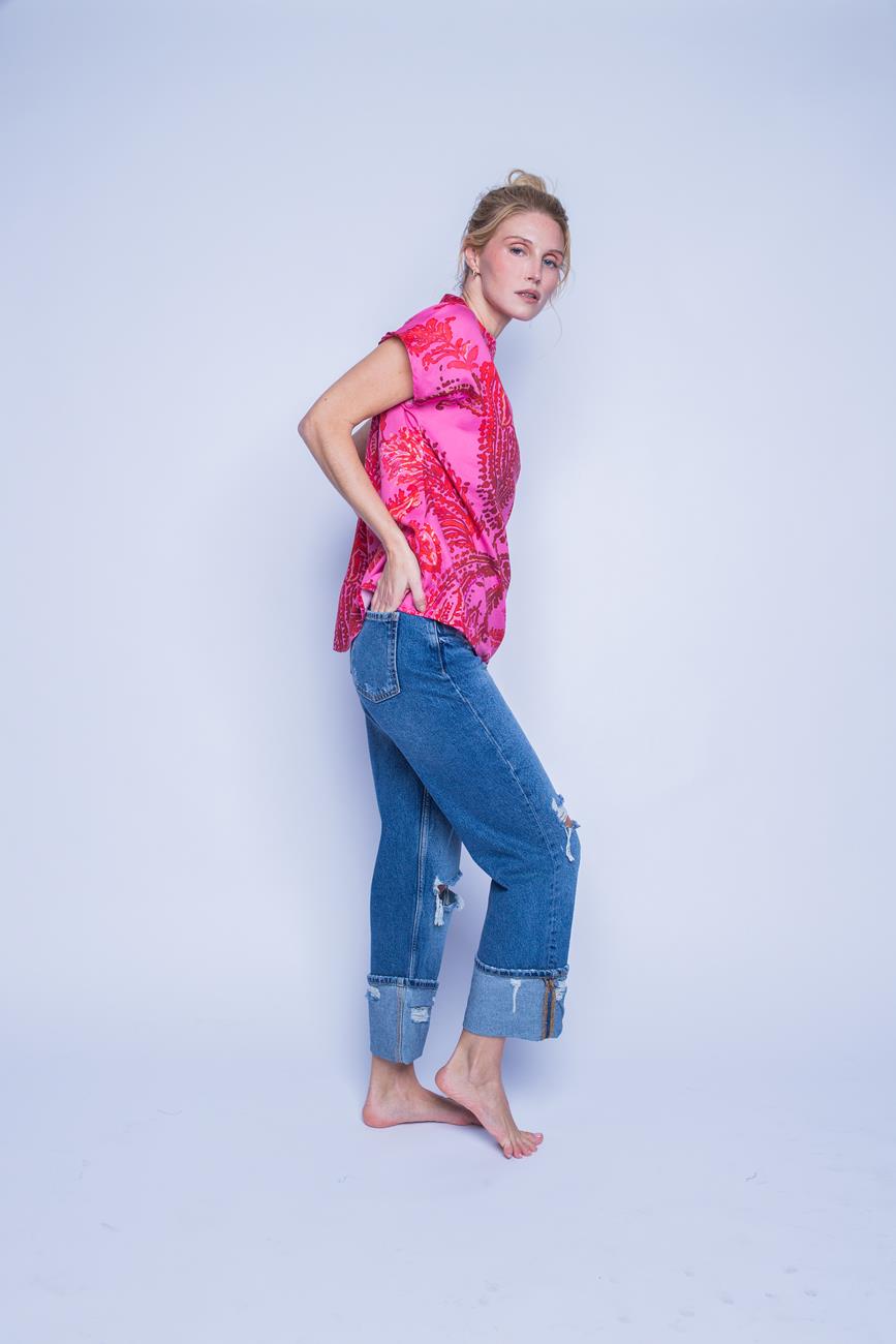 Emily van den Bergh - Shirtbluse mit Stehkragen