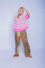 Emily van den Bergh - Oversize 3/4 Arm Hoody pink/stripe