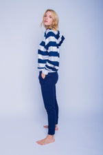 Emily van den Bergh - Hoody navy/white stripe