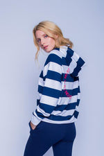Emily van den Bergh - Hoody navy/white stripe