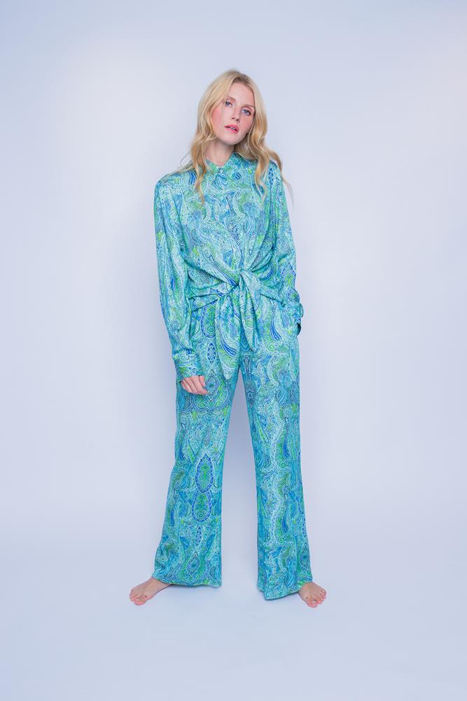 Emily van den Bergh - Sommerhose green/blue paisley