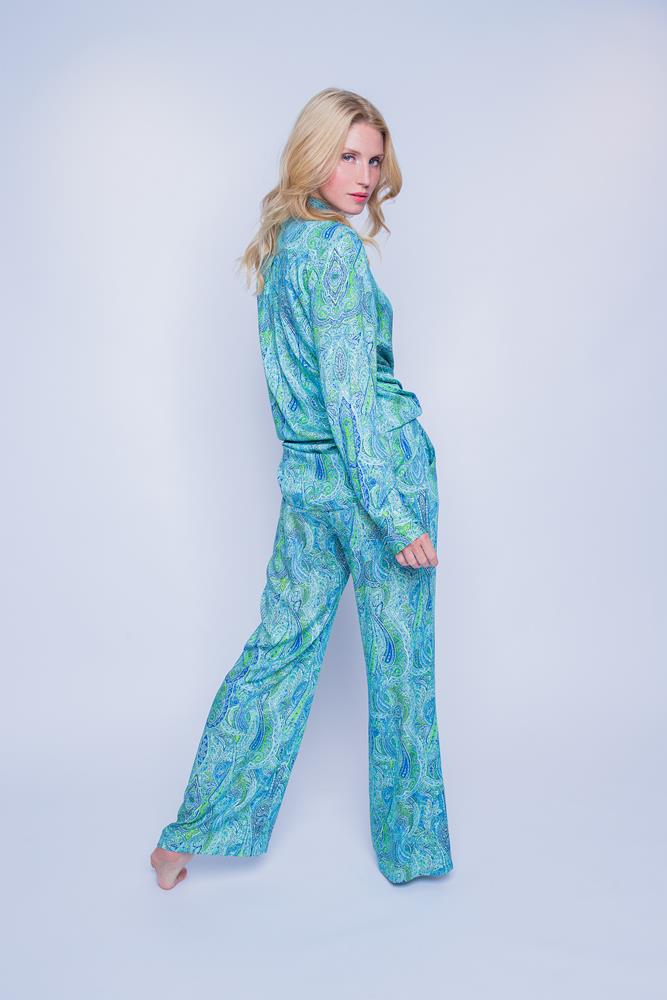 Emily van den Bergh - Sommerhose green/blue paisley
