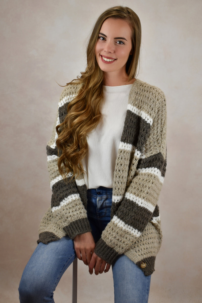 Strickjacke DANA - taupe